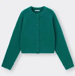 GU（ジーユー）パフィータッチクルーネックショートカーディガン グリーン