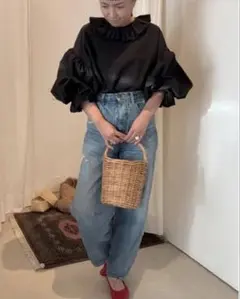 美品　itofukuoka charm blouse《black》