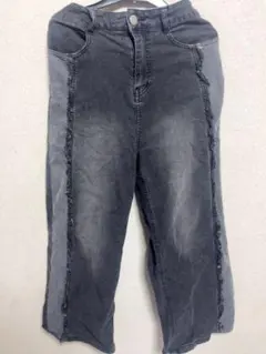 デニムパンツ フリンジデザイン グレー M
