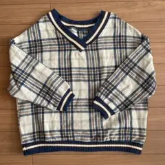 チェック柄 Vネックセーター　フリーサイズ
