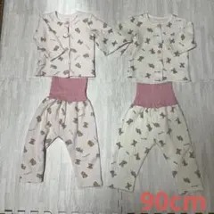 パジャマ　キルトパジャマ　上下セット　腹巻き付き　90cm うさぎ　くま