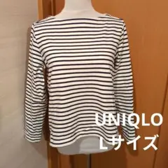 UNIQLO 유니클로 테두리 긴팔 보트 넥 티셔츠 컷소우