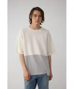 AZUL BY MOUSSY 編地切替バイカラーニットトップス 半袖のサムネイル
