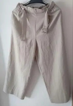 ベージュ コットン ワイドパンツ Mサイズ