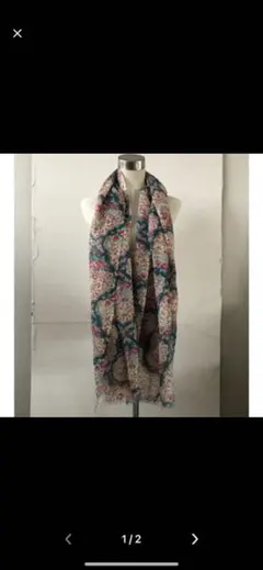 男女兼用 イタリア輸入品 春物 マフラー おしゃれ チェック花柄 ウール