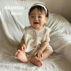 【8/15まで】新品　韓国子ども服　BBAMMAレース　ロンパース　66㎝のサムネイル