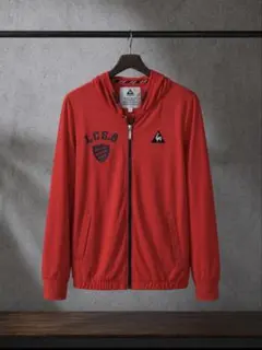 【美品】ルコックスポルティフ パーカー 赤 M ジップアップ フード付き 軽量