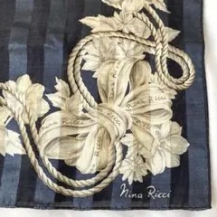 Nina Ricci シルクコットン花とリボンのスカーフハンカチ