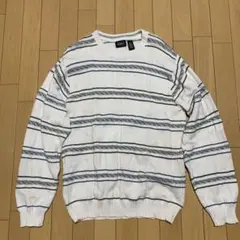 haggar ストライプ ニットセーター白 M