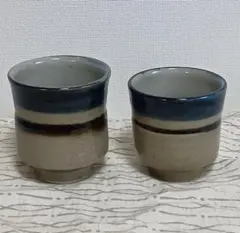 益子焼　佐久間藤也作　夫婦湯呑　桐箱入り