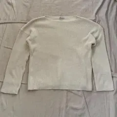 ZARA アイボリー リブ編み ニット M ボートネック　セーター　レイヤーのサムネイル