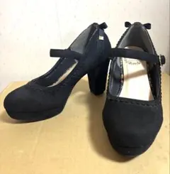 黒 スエード風 ハイヒール パンプス