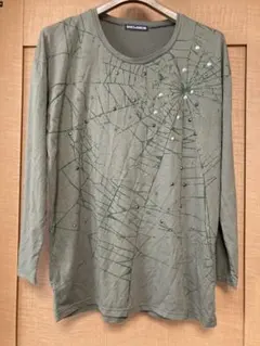 ☆お値下げしました☆ゴーストハーレム「長袖」カーキ色 蜘蛛の巣ビジュー トップス