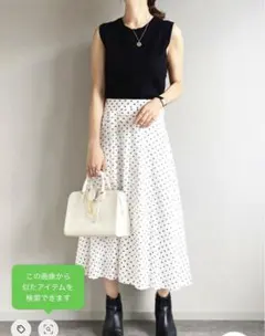 【訳あり】ミラオーウェン ニットトップリネンスカートドッキングワンピース ドット