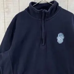 古着　長袖　ハーフジップ　スウェット 裏起毛　刺繍　アメカジ