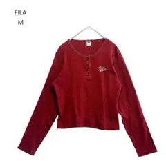 【FILA】ヘンリーネック クロップド丈 長袖 M バーガンディ 1270