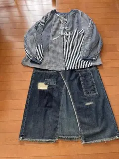 ⭐︎新品•未使用⭐︎ CUBE SUGAR ストライプ柄長袖オーバーブラウス