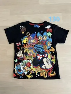 Disney Resort ミッキー＆フレンズ 総柄 Tシャツ ブラック