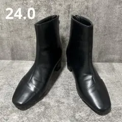 【LILIEN PLUS】スクエアトゥショートブーツ　黒　ブラック　L