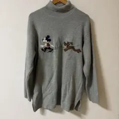 ミッキーマウス プルート 刺繍 タートルネックセーターDonaldson
