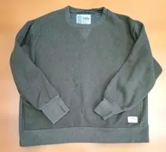 Java 裏起毛キルティング切替プルオーバー　スウェット　オリーブグリーン