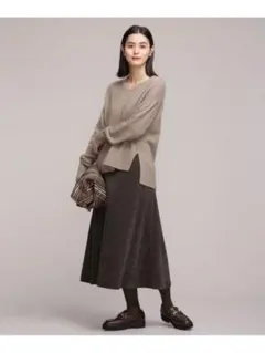 nano universe チャコール コーデュロイ フレアスカート