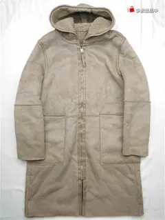 ZARA BASIC リバーシブル フード付き ボア コート ベージュ系