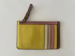 トリーバーチ　レザー製カードケース イエロー/ピンク/ベージュ