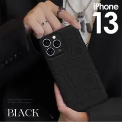 iPhone13 アイフォンケース スマホケース カメリア　ブラック