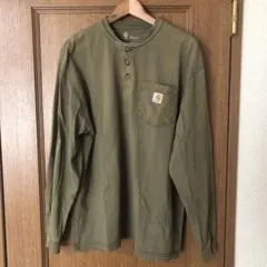 カーハート　ヘンリーネック　カーキ　Lサイズ