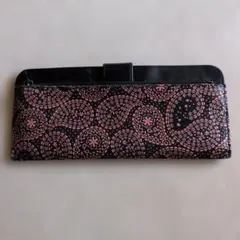 印傳屋　ペイズリー柄 長財布 ロングウォレット ブラック ピンクのサムネイル