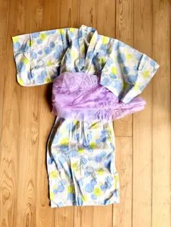 水玉模様 浴衣　セパレートタイプ　ワンピース　帯付き　120cm