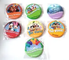 ディズニー缶バッチ フロリダ6個 &カリフォルニア1個 計7個セット