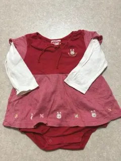 MIKIHOUSE 赤白 ウサギロンパース サイズ85cm