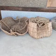 【極美品】伝統民具 吊りほぼろ2個セット 藁籠 直径50cm 古道具 吊り籠 古道具 藁籠 わら ほぼろ 新品未使用品 - メルカリ