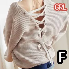 GRL バックレースアップVネックニットトップス