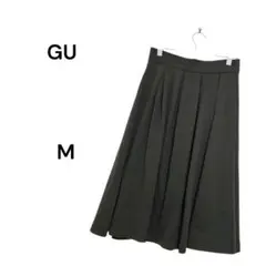 GU ジーユー プリーツ フレア スカート カーキ グリーン M 美品