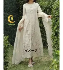 新品　オフホワイト　3ピースセット　レース　Mサイズ　刺繍　フォーマル