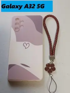 Galaxy A32 5G 大人可愛いGalaxyケース　ハート❤ストラップ付