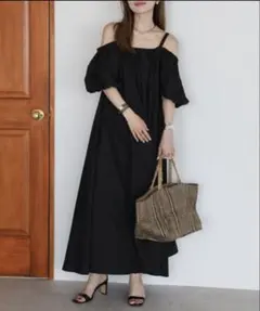 ボンジュールサガン 2WAYバルーンスリーブフレア ロングワンピース Aライン