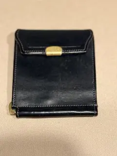 ブラックレザー マネークリップ ゴールドトーン