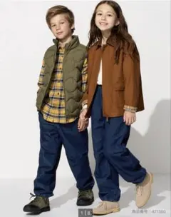 ウォームイージーパンツ デニム BLUE KIDS 140