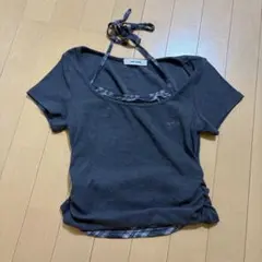JUNE STUDIO ホルターネック 半袖カットソー チャコール