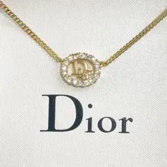 美品✨クリスチャン　ディオール　ネックレス　サークル　ラインストーン　ゴールド