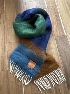 LOEWE モヘアマフラー 青・緑・茶色