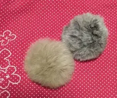 ファー 丸型ブローチ 2点セット