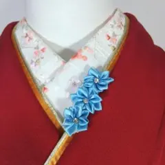 重ね襟　重ね衿　飾り　振袖　七五三　袴　着物　和装小物　水色　ブルー　ストーン