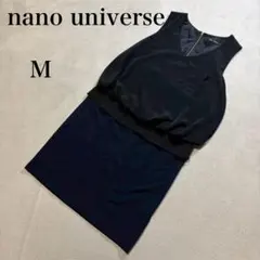 美品✨ ナノユニバース ノースリーブ切替ワンピース 黒　ドッキング　綺麗め