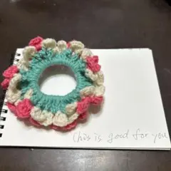 ハンドメイド　手編み　シュシュ　子供用