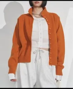 前後着用可能 2WAY ハイネック ニット カーディガン